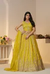 Kf 44 Yellow Jimmy Choo Embroidered Bridal Lehenga Wholesale In India